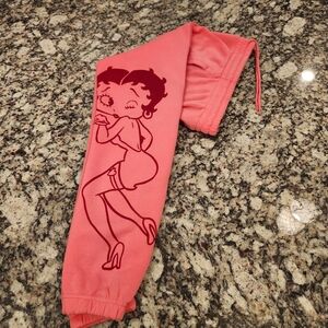 BETTY BOOP Fleischer Studios Sweatpants Womens XS Joggers Tapered Drawstring